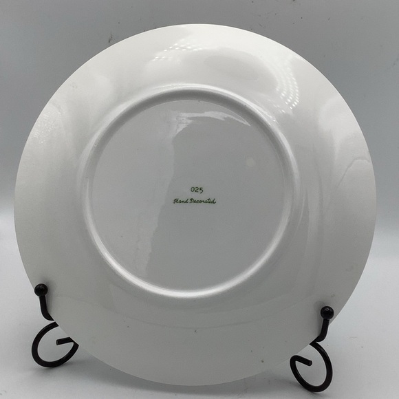 Three Vintage Lefton Hand Decorated Holly and Candy Cane Christmas Dinner Plates - Picture 5 of 8